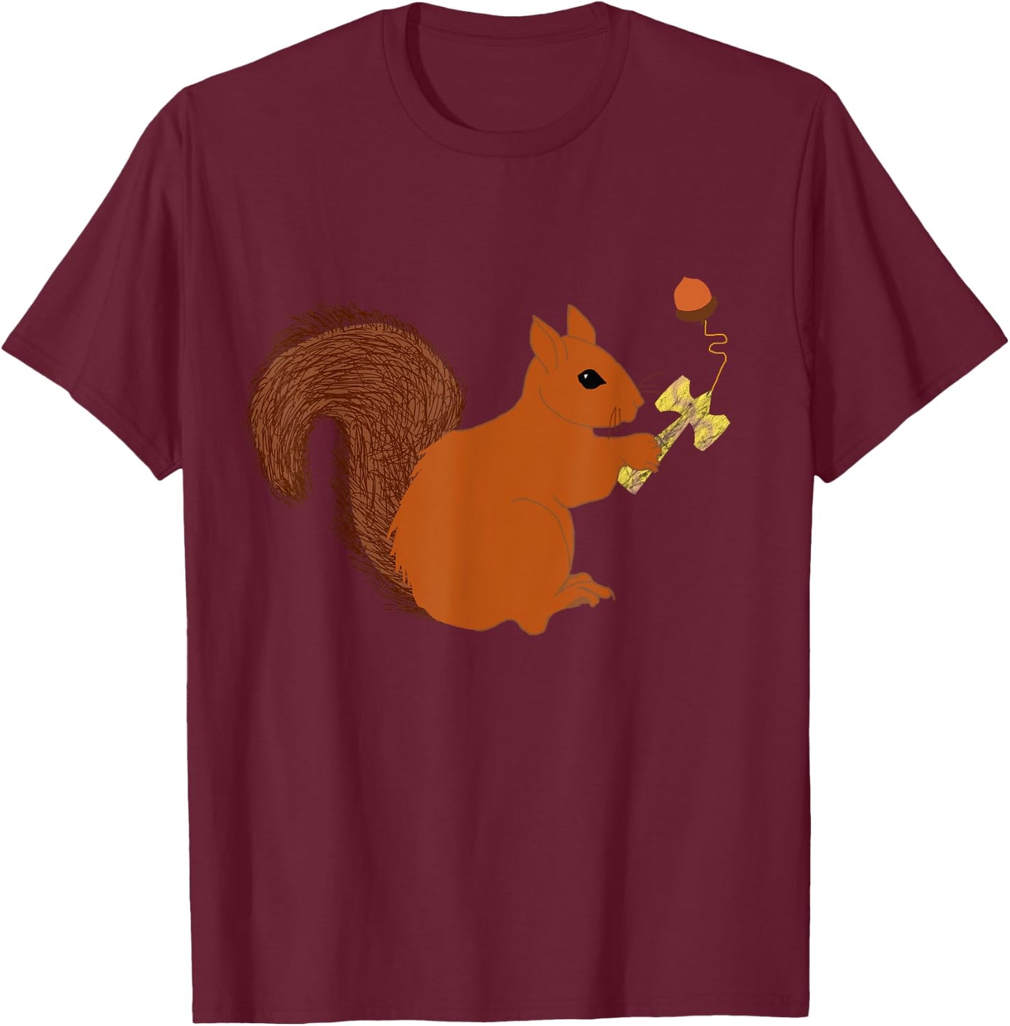 Kendama Sweet Squirrel Playing Kendama Cup Sports T-Shirt - T-Shirt | Maroon