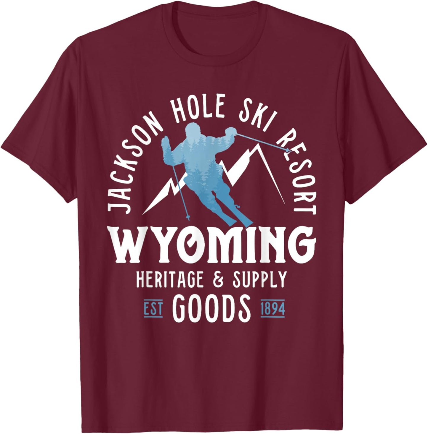 Jackson Hole Ski Resort Winter Snowboard Wyoming Vacation T-Shirt - T-Shirt | Maroon