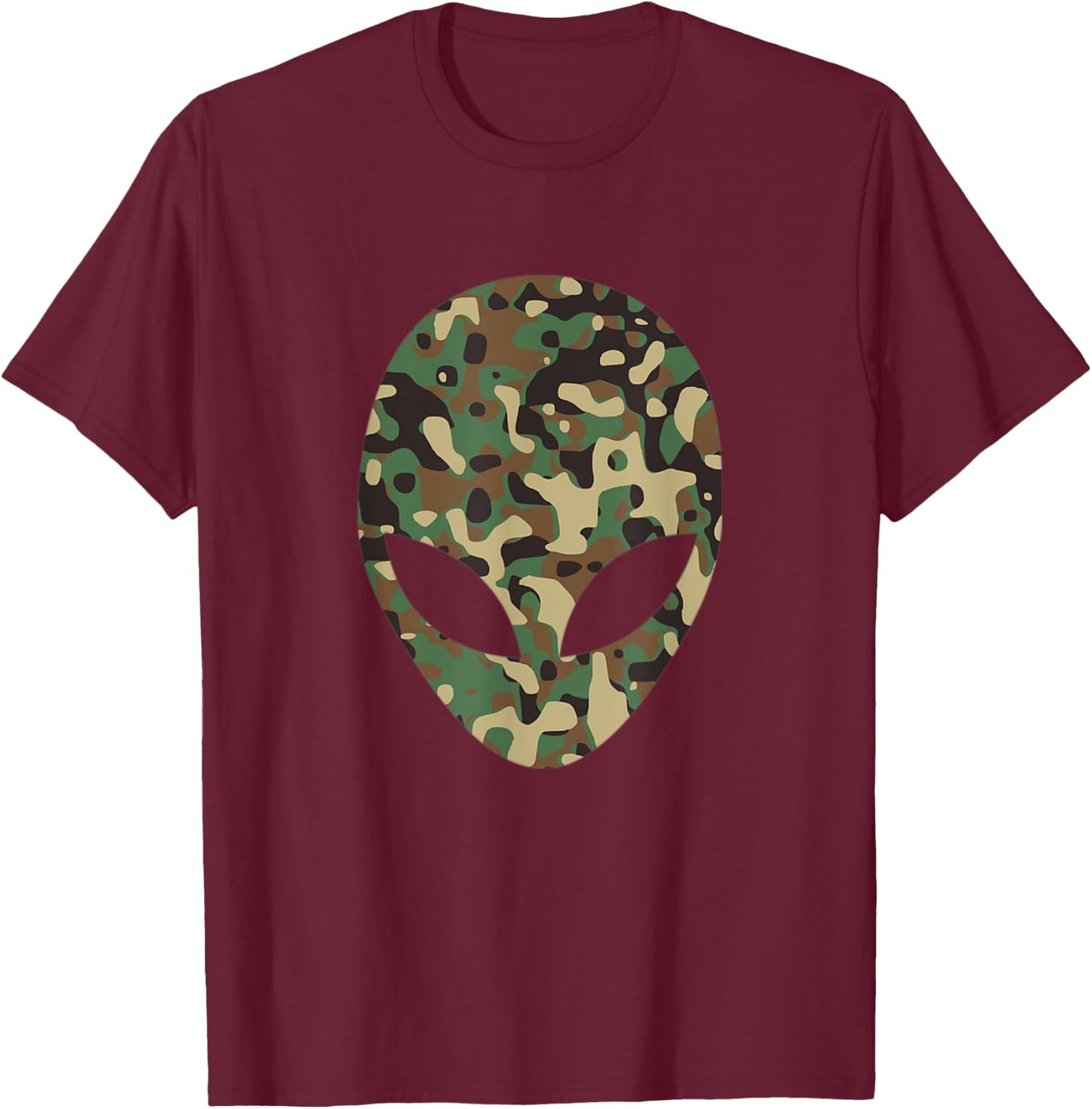 Alien Head Camouflage Alien T-Shirt - T-Shirt | Maroon