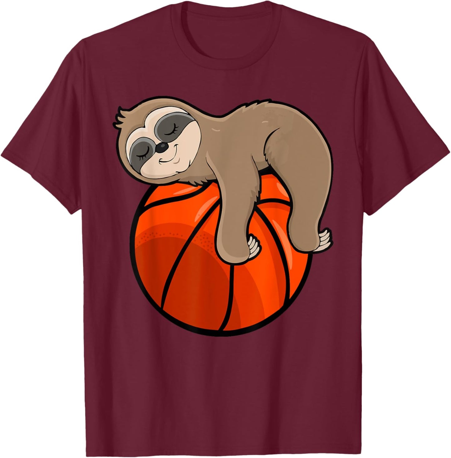 Sleeping Sloth in Basketball Pajamas Nightgown T-Shirt - T-Shirt | Maroon