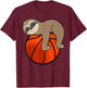 Sleeping Sloth in Basketball Pajamas Nightgown T-Shirt - T-Shirt | Maroon