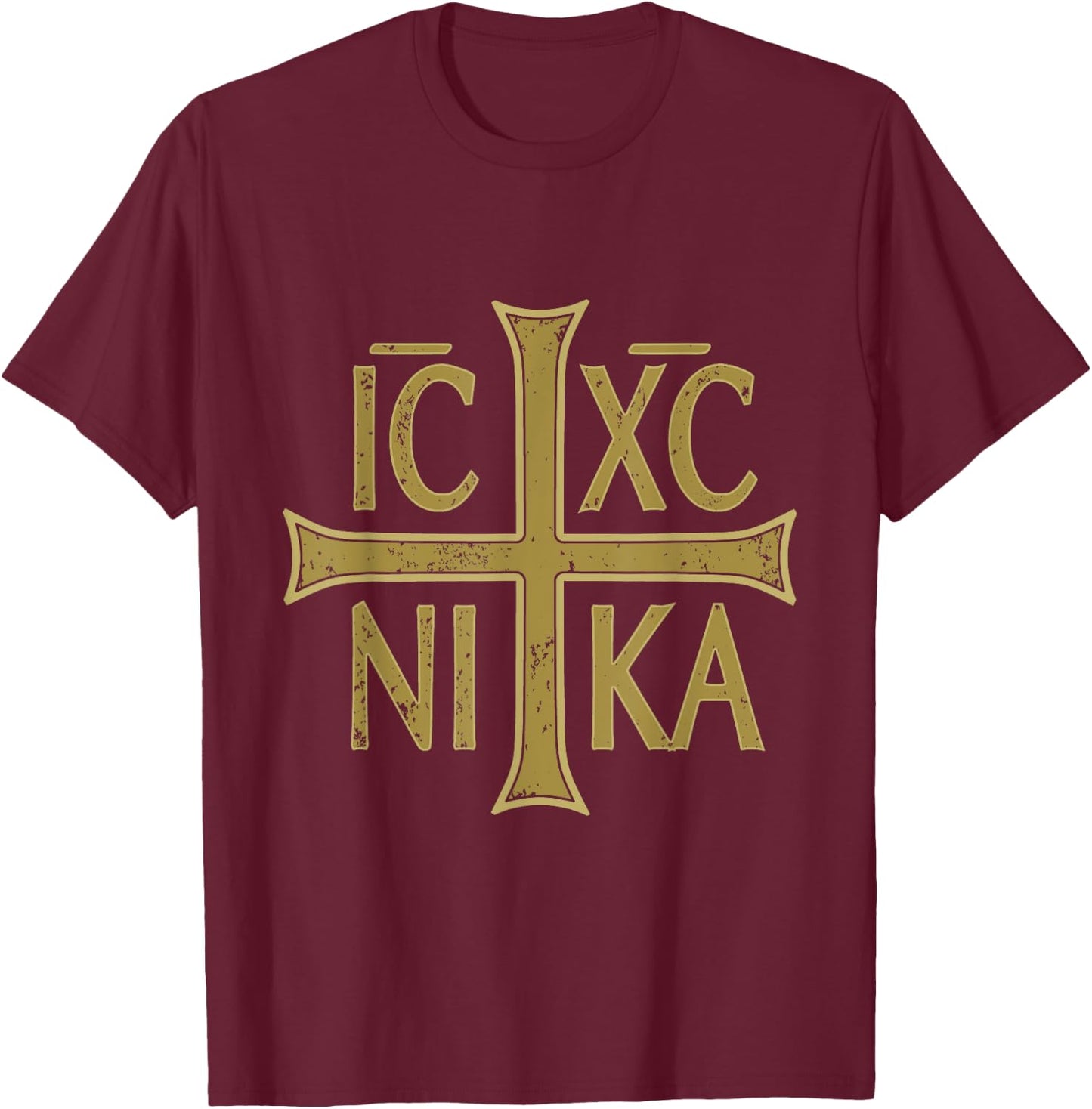 IC XC NIKA Cross Christogram Orthodox Eastern Christianity T-Shirt - T-Shirt | Maroon
