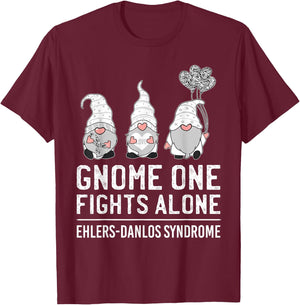 Gnome One Fights Alone Ehlers-Danlos Syndrome EDS Awareness T-Shirt - T-Shirt | Maroon