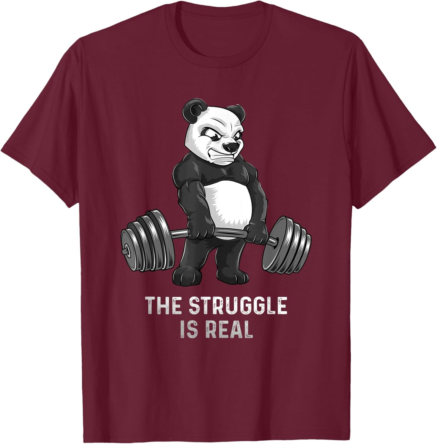 Panda Bear Deadlift SHIRT Powerlifter Funny Bodybuilding T-Shirt - T-Shirt | Maroon