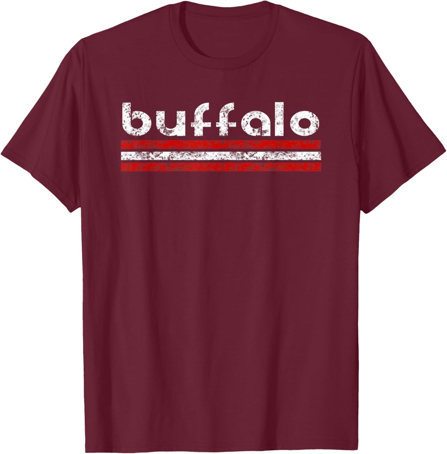 Buffalo New York Retro Vintage Weathered Throwback T-Shirt - T-Shirt | Maroon