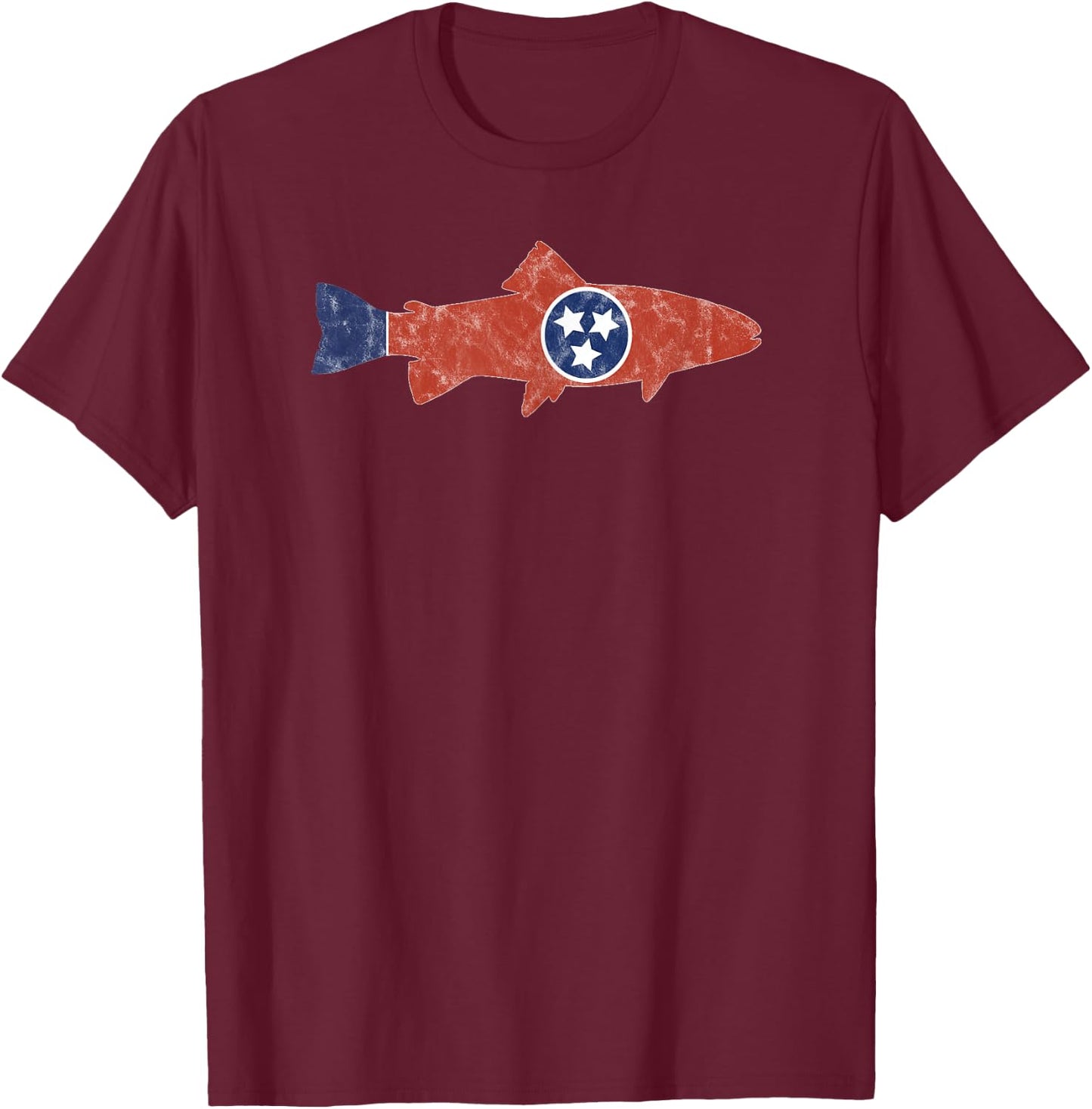 State of Tennessee Tri Star Trout Fishing Kayak Angler Shirt T-Shirt - T-Shirt | Maroon