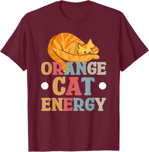 Orange Cat Energy Men Women Kids T-Shirt - T-Shirt | Maroon