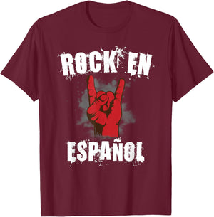 Rock En Español Classic Spanish Music Bands T-Shirt - T-Shirt | Maroon
