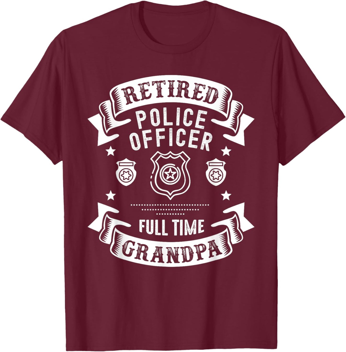 Retired Police Officer 2021 Retirement Gifts For Grandpa T-Shirt - T-Shirt | Maroon
