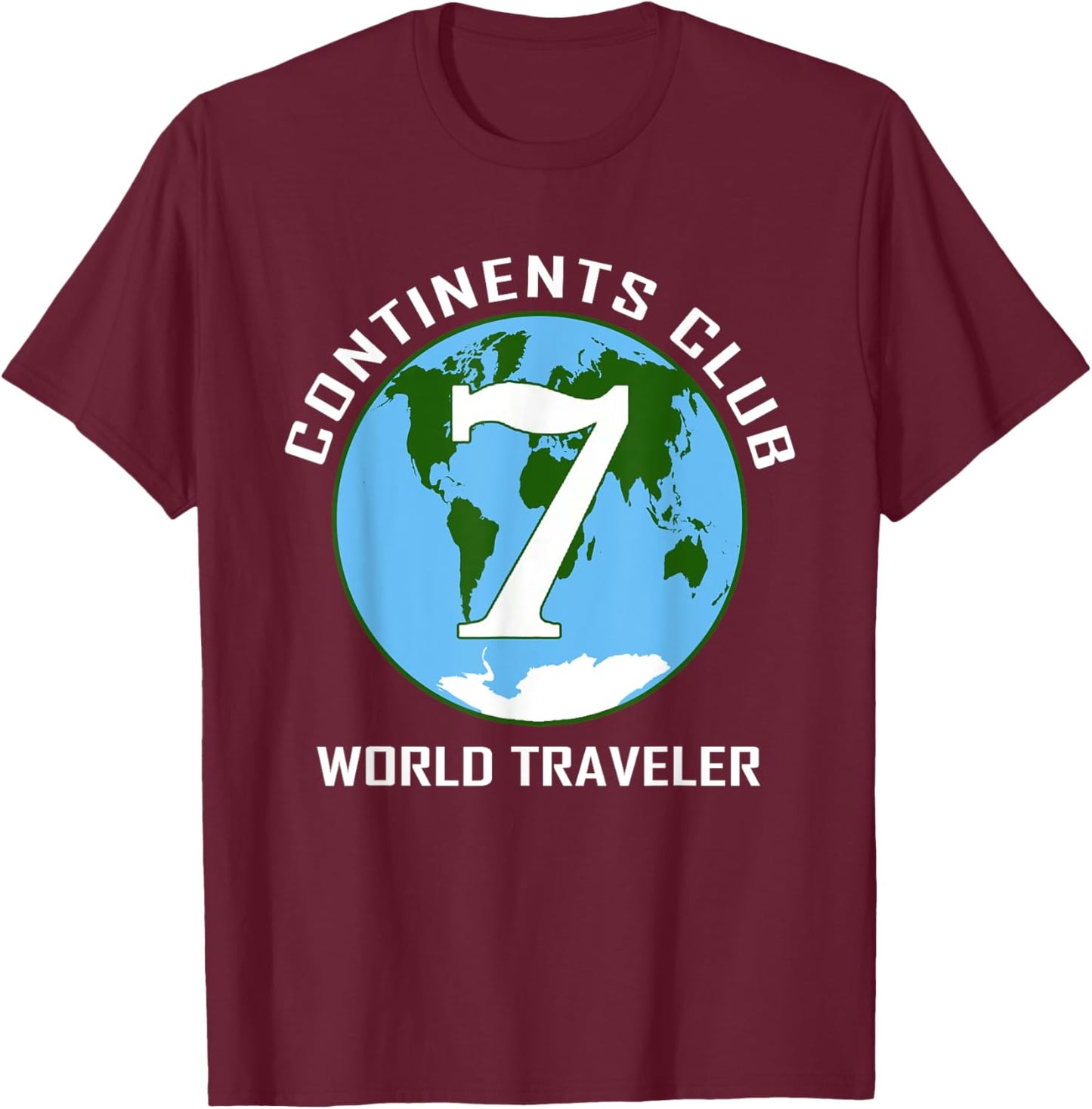 7 Continents World Traveler Club T-Shirt - T-Shirt | Maroon