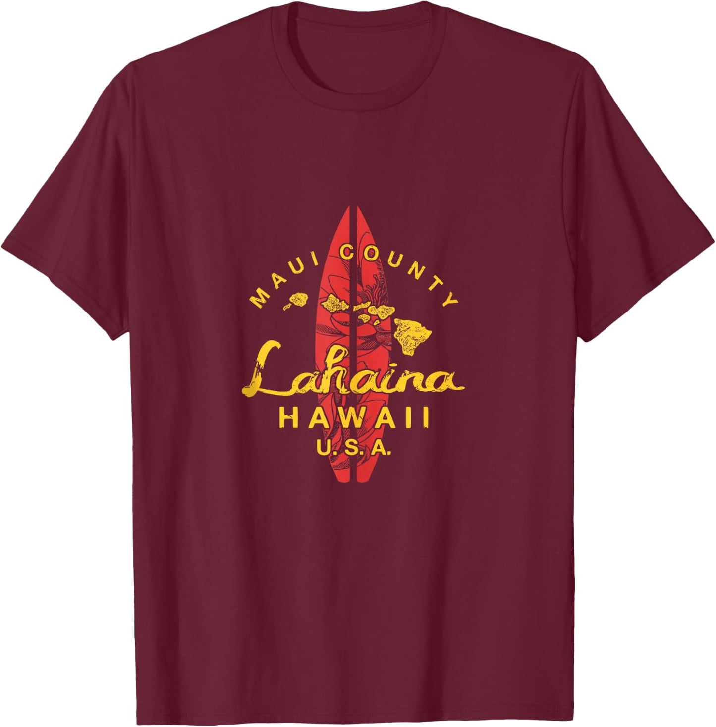 Lahaina Hawaii Maui Surfing T-Shirt - T-Shirt | Maroon