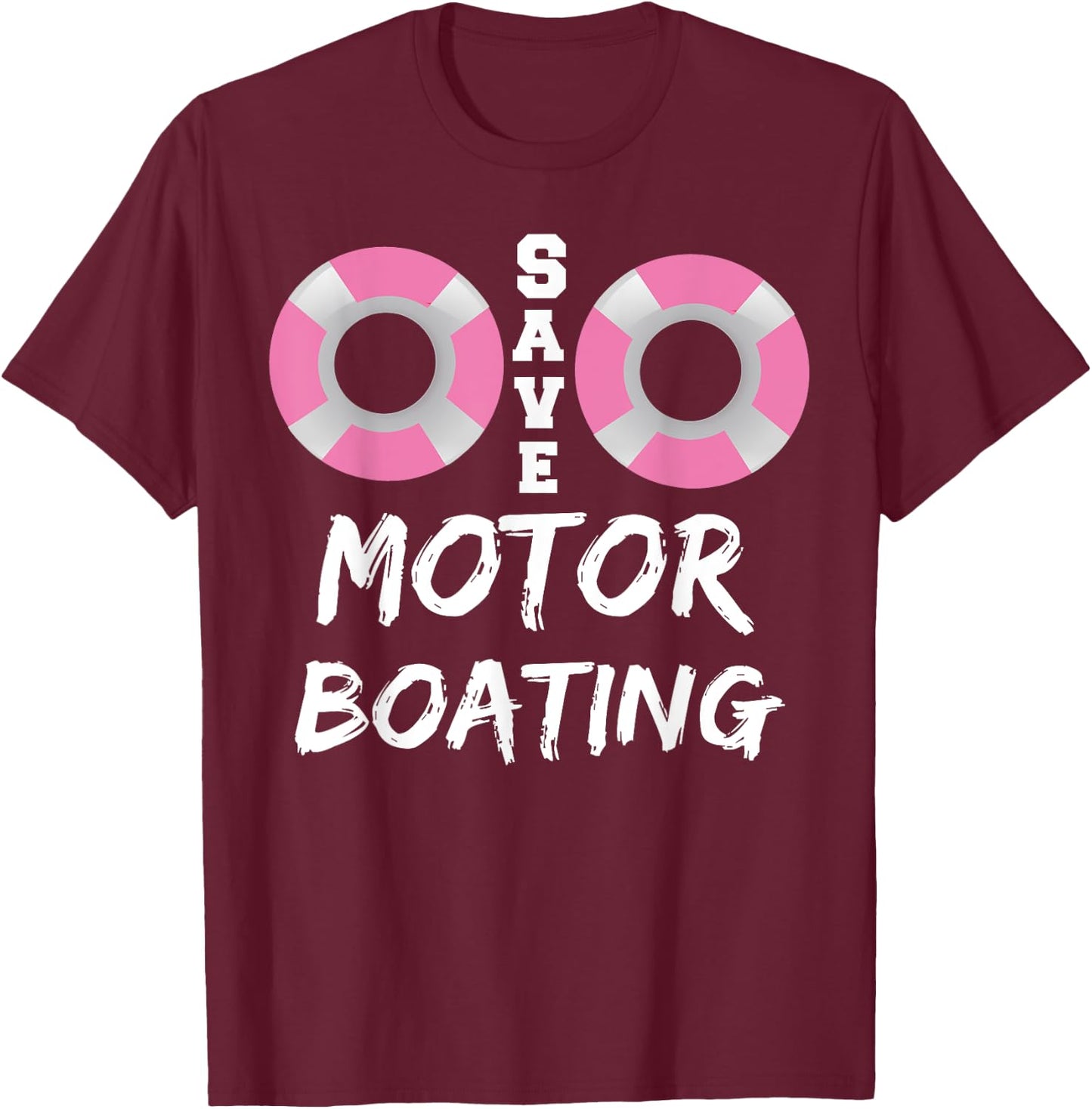 Funny Breast Cancer Supporter Matching Group Save Motor Boat T-Shirt - T-Shirt | Maroon