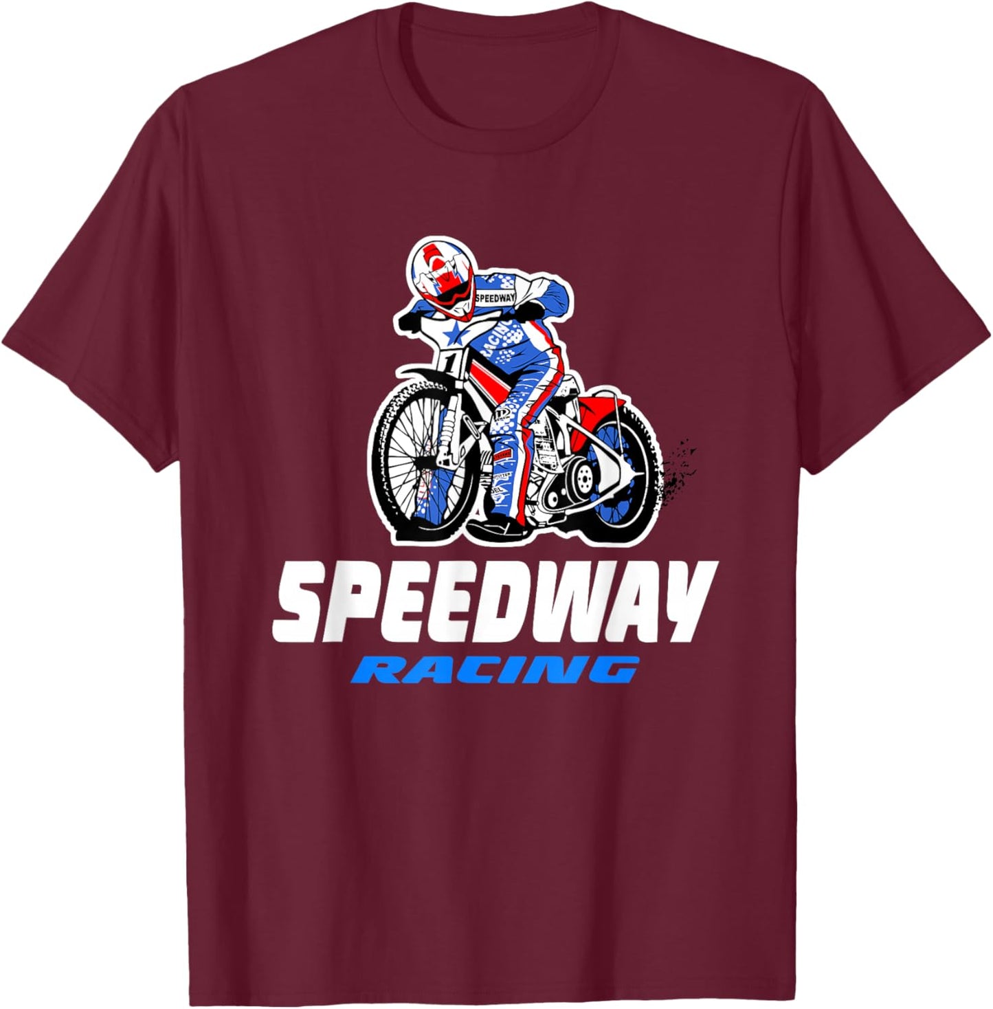 Speedway Railway Motorcycle Racing T-Shirt - T-Shirt | Maroon