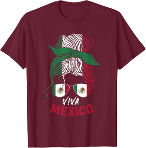 Mexico Vintage Mexican Flag Pride Hat Jersey T-Shirt - T-Shirt | Maroon