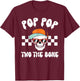 Pop Pop Two The Bone Skeleton Halloween 2nd Birthday Poppy T-Shirt - T-Shirt | Maroon