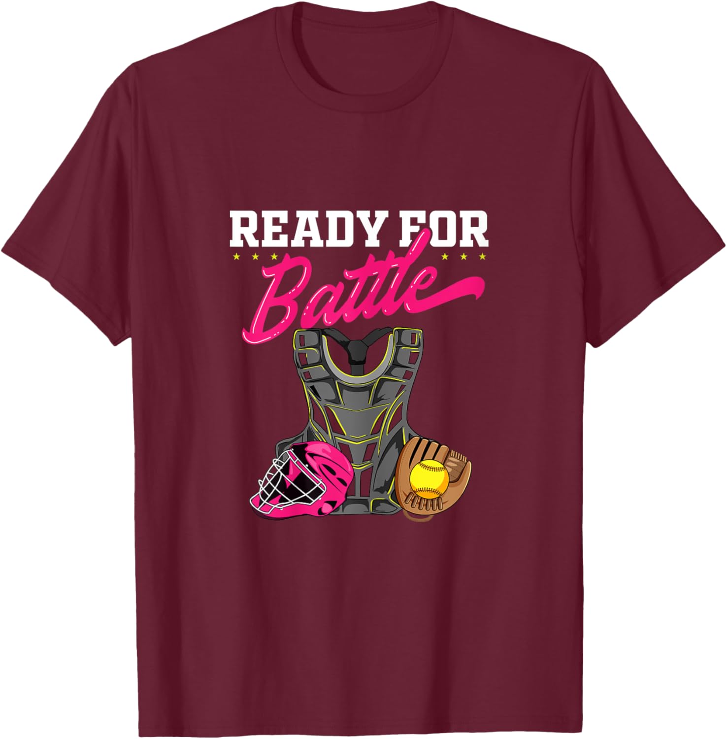 Softball Catcher Sports Design- Women Girls Softball Player T-Shirt - T-Shirt | Maroon