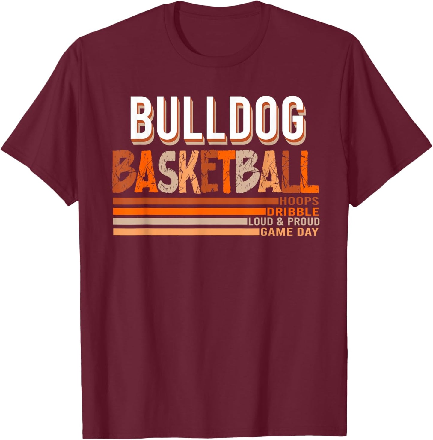 Bulldogs School Spirit Orange Black Retro Basketball Bulldog Men Women Kids T-Shirt - T-Shirt | Maroon