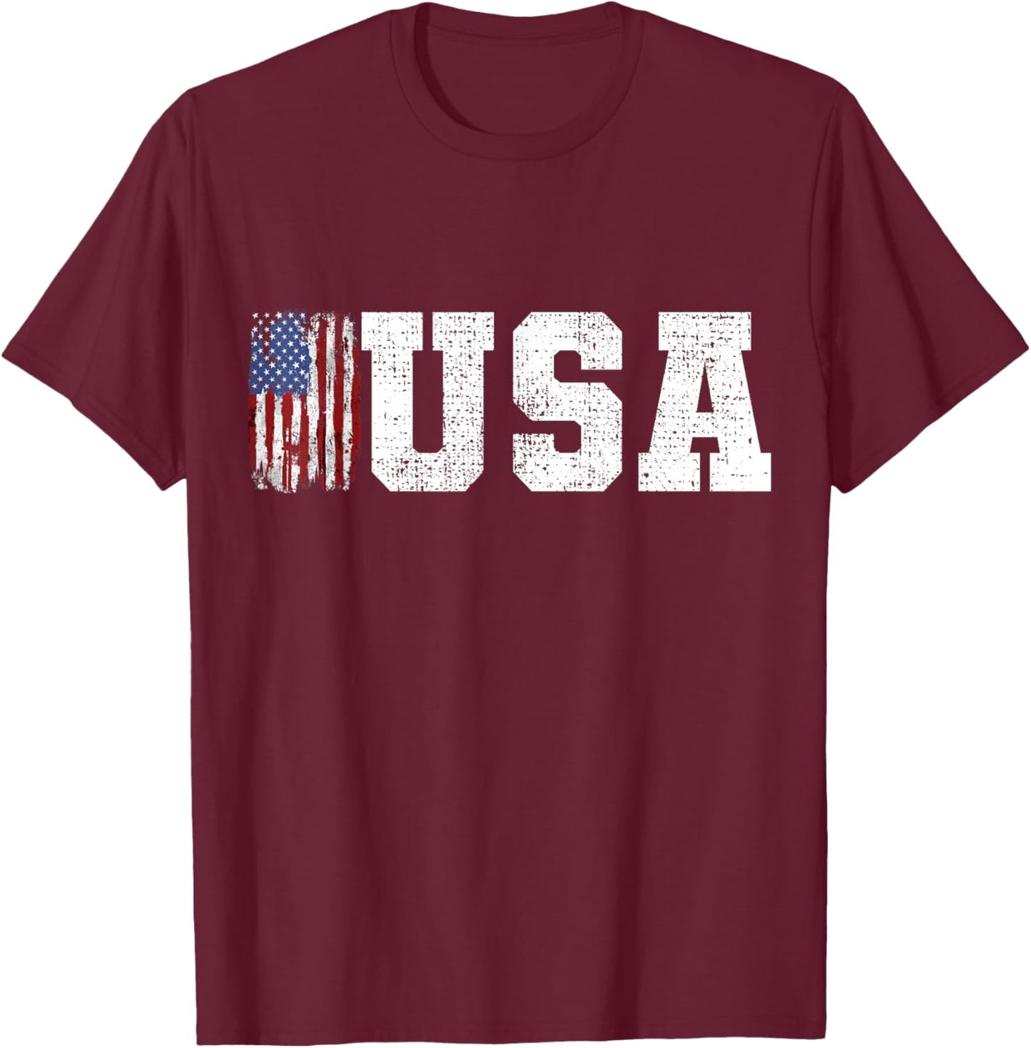 USA Patriotic American US Flag July 4th Men Women Girls Boys T-Shirt - T-Shirt | Maroon