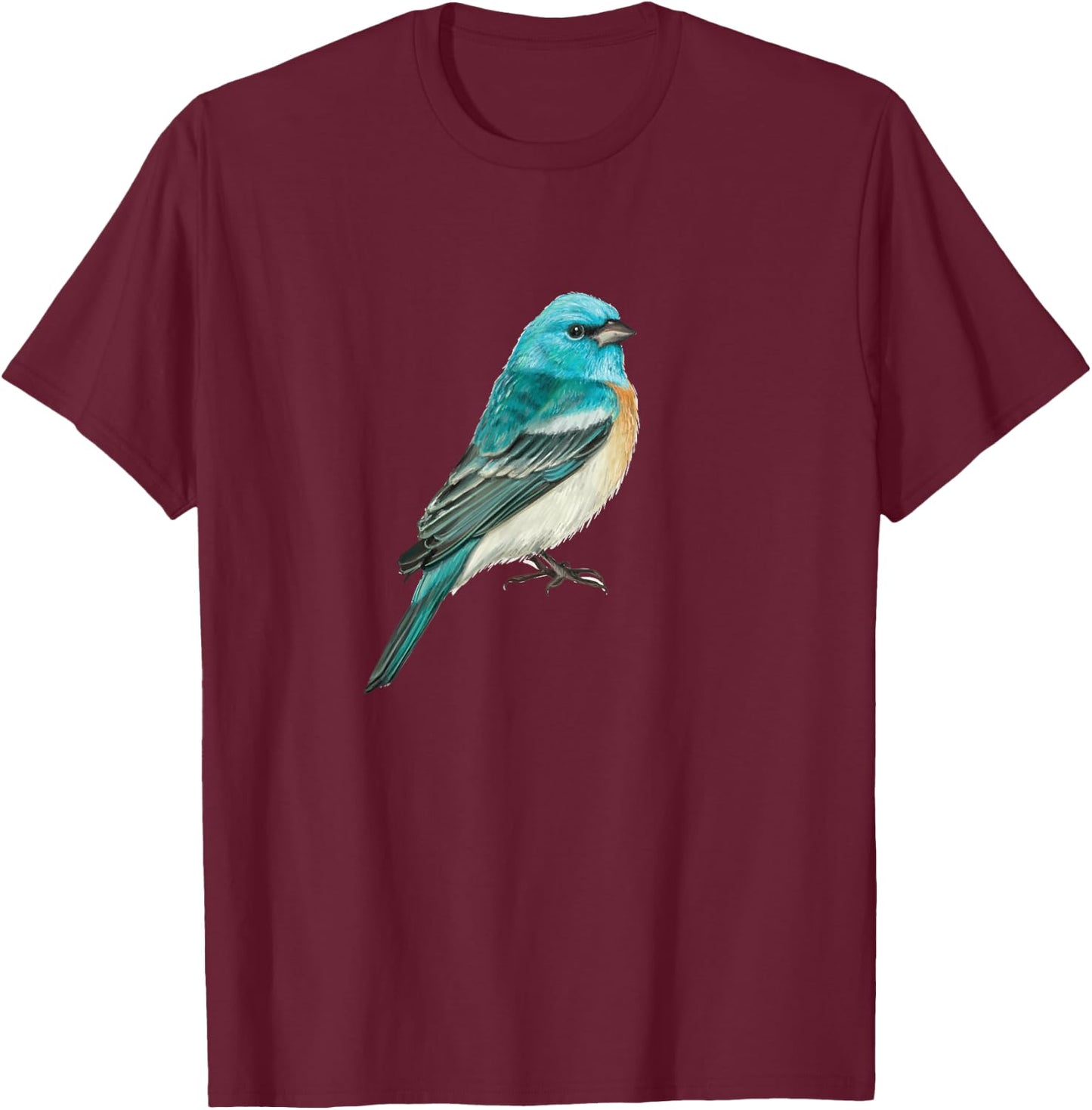 Lazuli Bunting Bird graphic T-Shirt - T-Shirt | Maroon