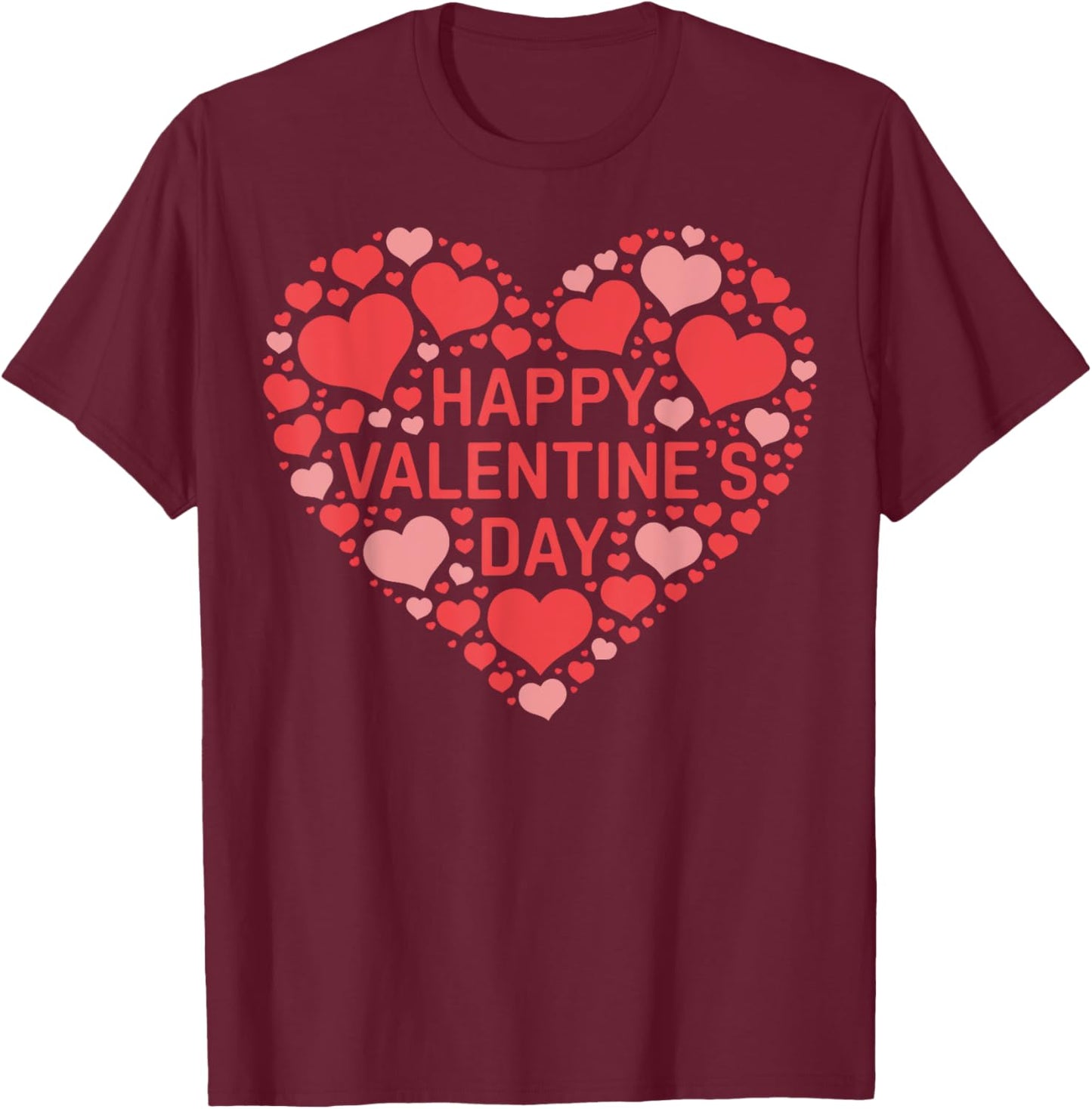 Happy Valentine's Day Heart Valentines Day Men T-Shirt - T-Shirt | Maroon