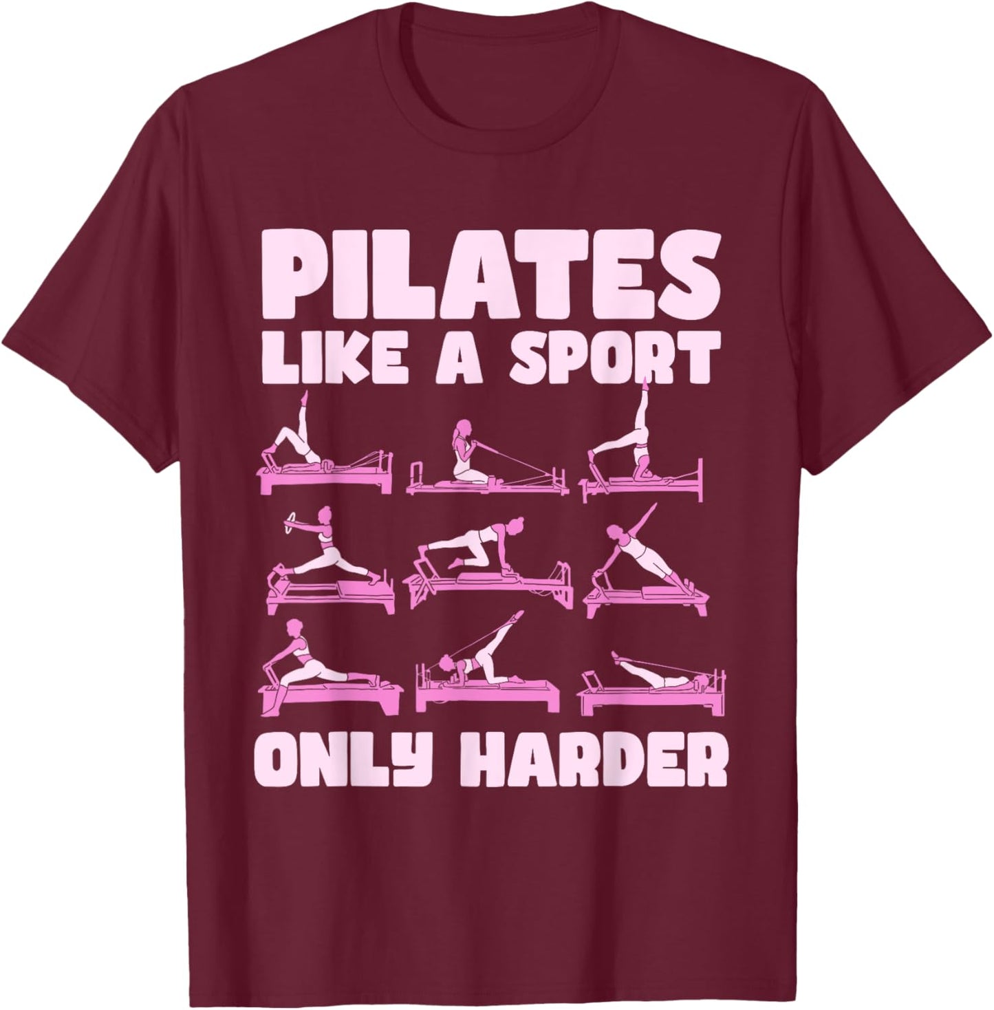 Pilates Contrology , Small, Black T-Shirt - T-Shirt | Maroon