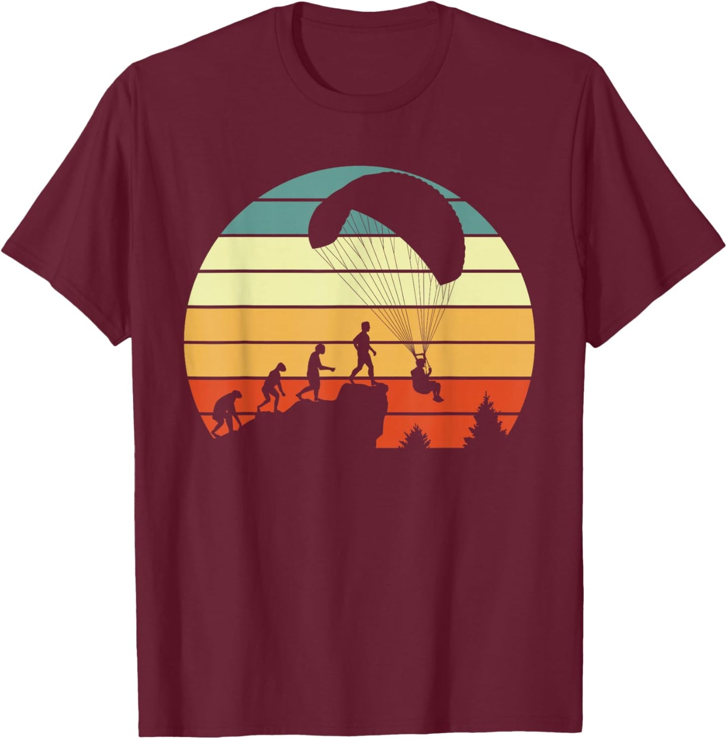 Paragliding Evolution Motiv with Paraglider T-Shirt - T-Shirt | Maroon