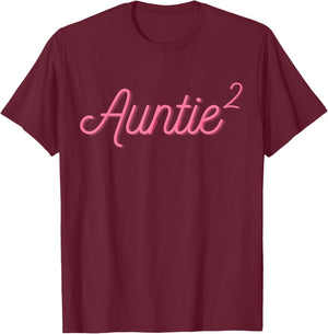 Auntie 2 Squared Aunt of Two Twins Mothers Day Aunt T-Shirt - T-Shirt | Maroon