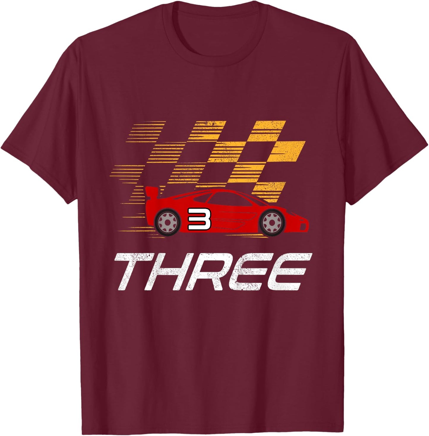 Kids 3rd Birthday Racing Driver Costume 3 Years Old Racing Car T-Shirt - T-Shirt | Maroon