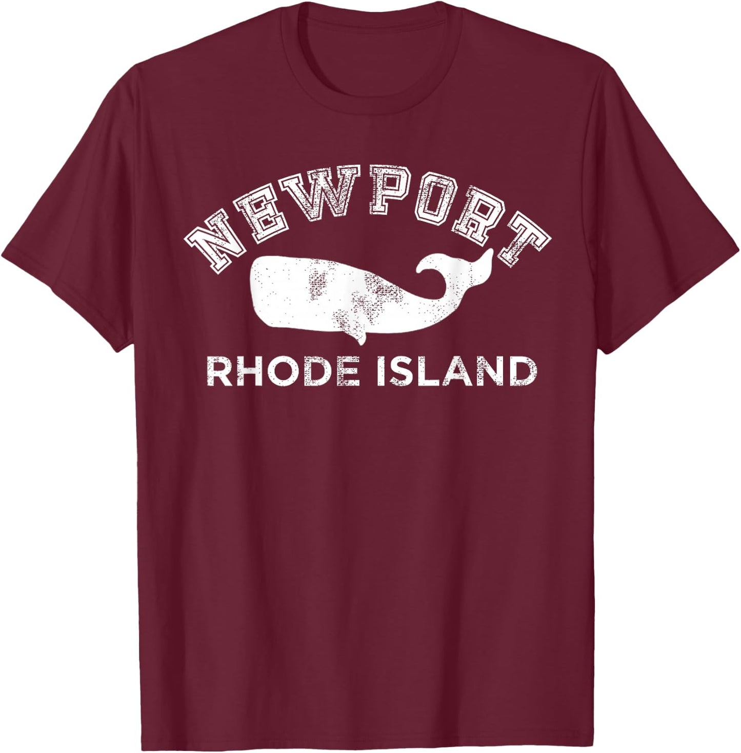 Newport Rhode Island RI Whale Vintage Retro Silhouette T-Shirt - T-Shirt | Maroon