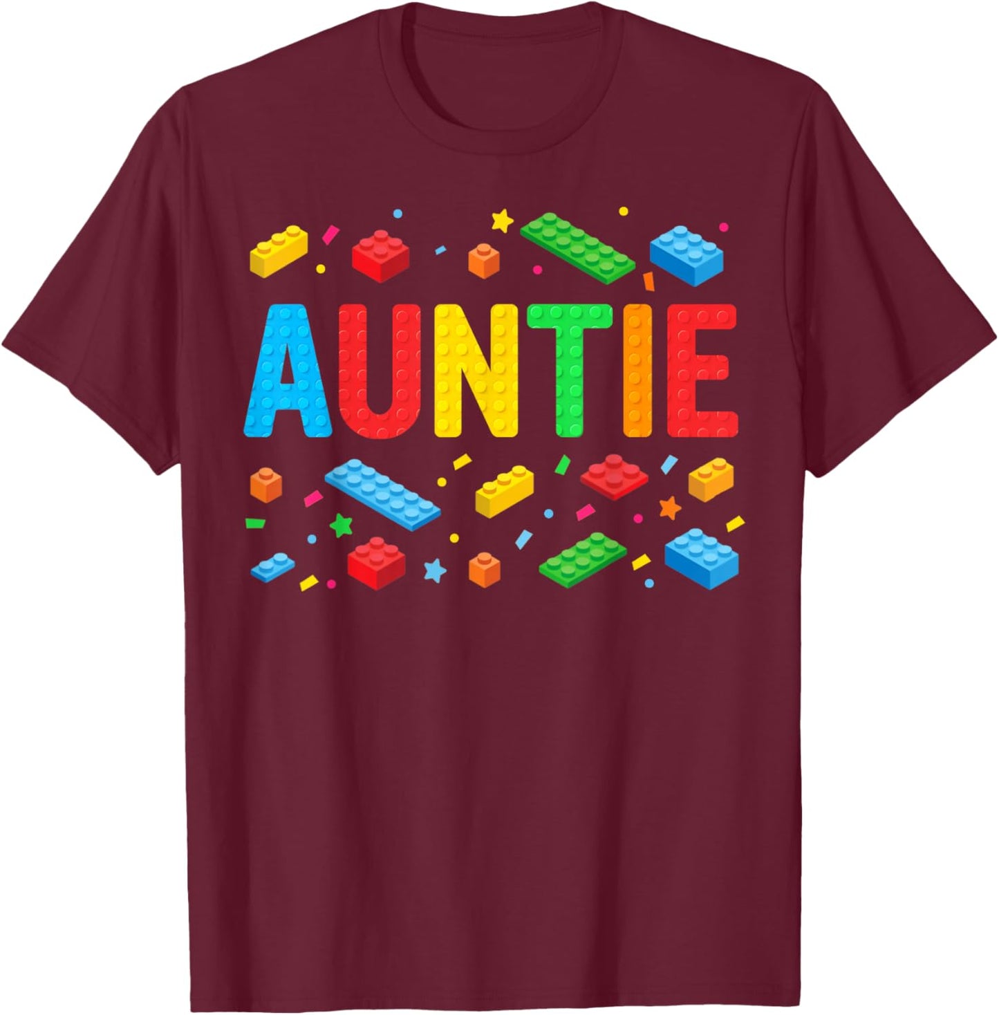 Auntie Master Builder Building Bricks Blocks Family Matching T-Shirt - T-Shirt | Maroon
