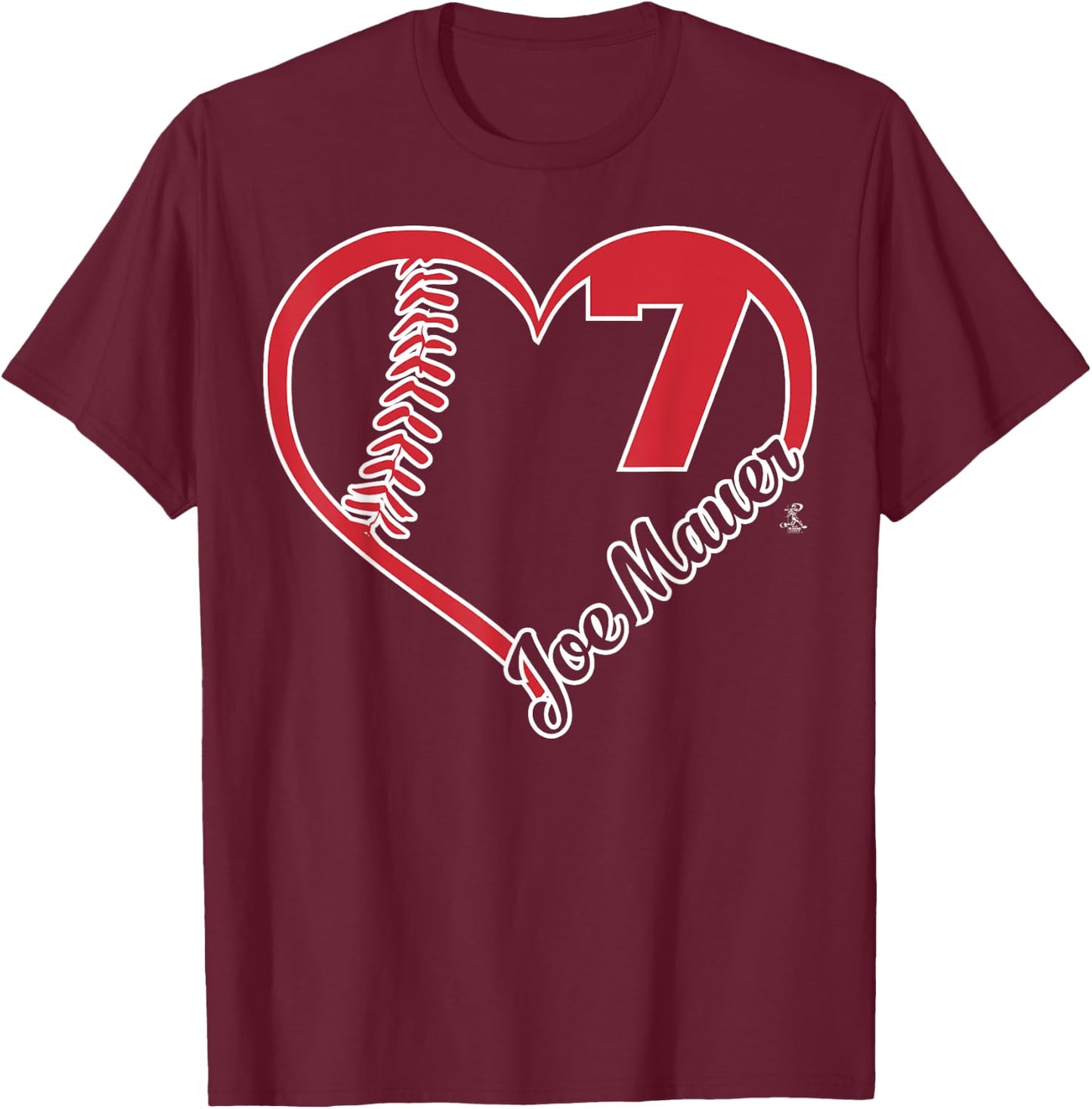 Joe Mauer Heart Team - Apparel T-Shirt - T-Shirt | Maroon