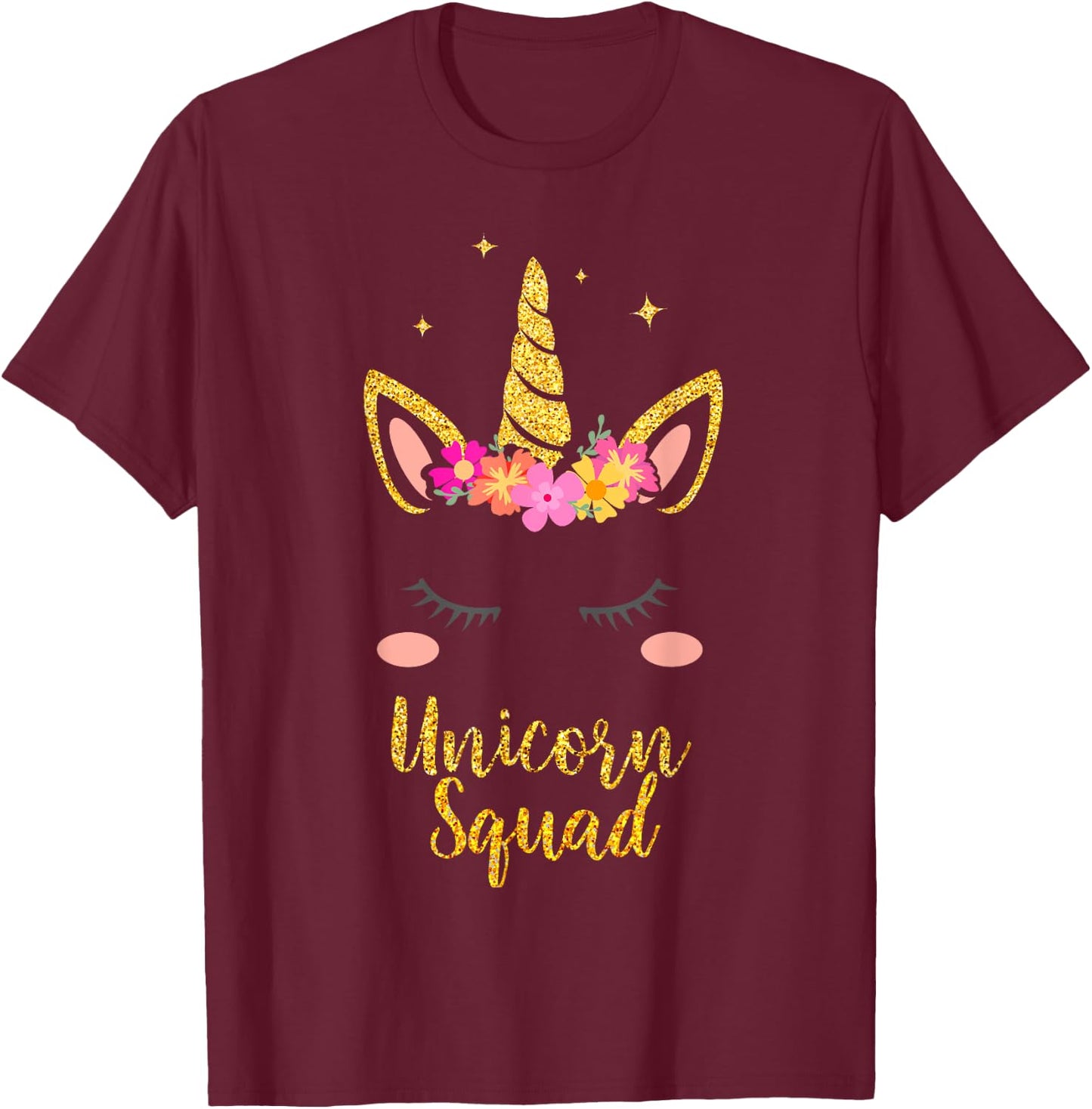 Unicorn Squad , Cute Fantasy Design For Girls and Women T-Shirt - T-Shirt | Maroon