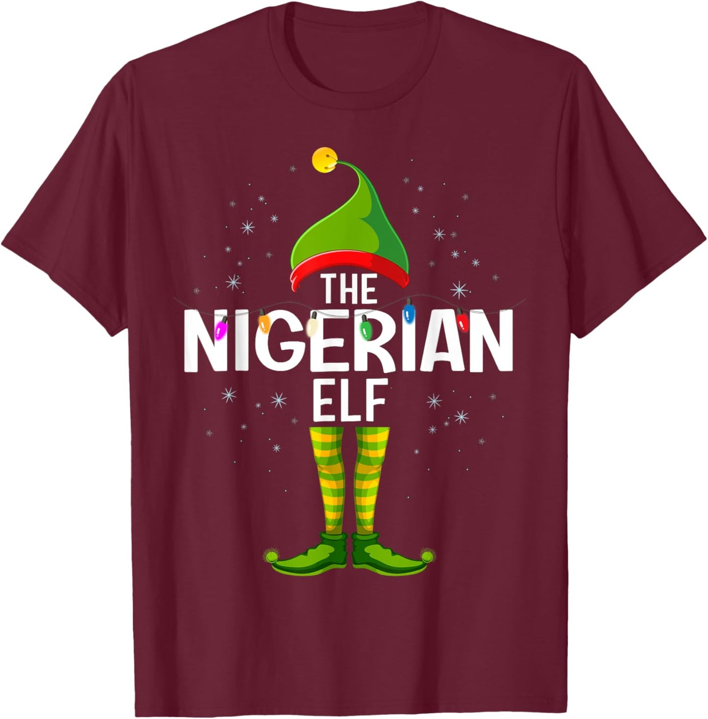 The Nigerian Elf Christmas Group Family Pajama T-Shirt - T-Shirt | Maroon