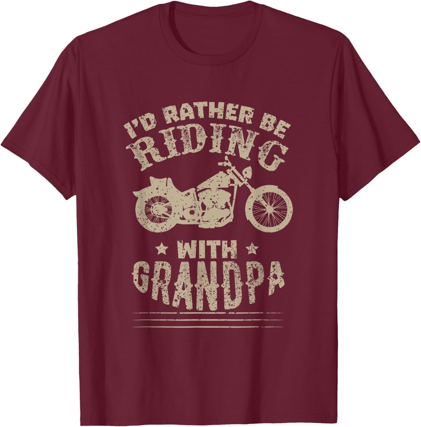 I'd Rather Be Riding With Grandpa by Tek400 T-Shirt - T-Shirt | Maroon