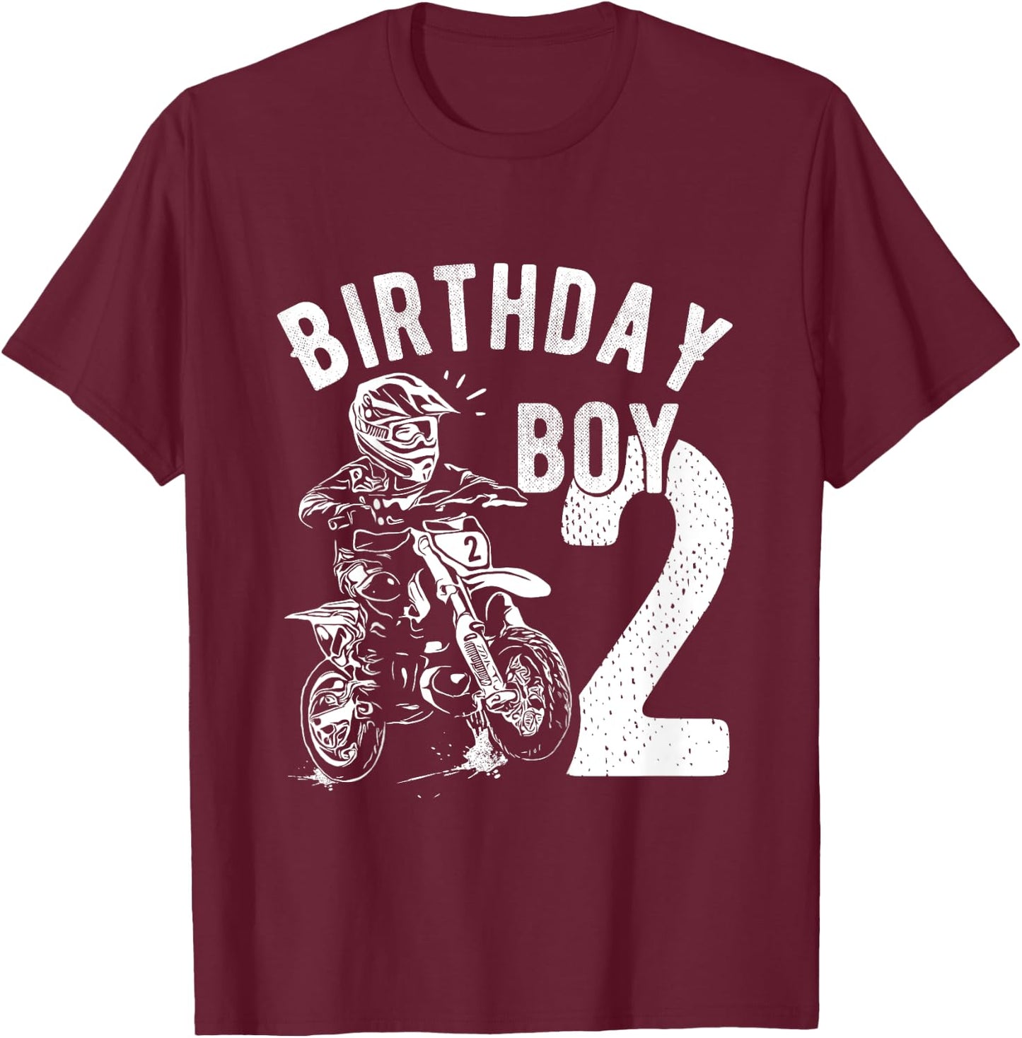 Kids 2 years old kid - Birthday boy - Dirt bike - Motorcycle T-Shirt - T-Shirt | Maroon