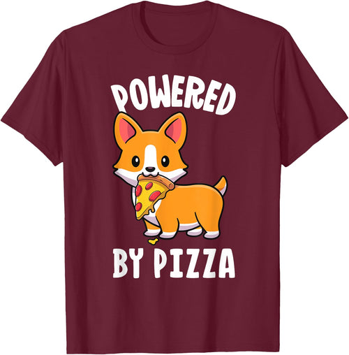 Powered By Pizza Corgi Shirt Dog Funny Corgi Shirt Kids Men