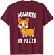 Powered By Pizza Corgi Shirt Dog Funny Corgi Shirt Kids Men T-Shirt - T-Shirt | Maroon