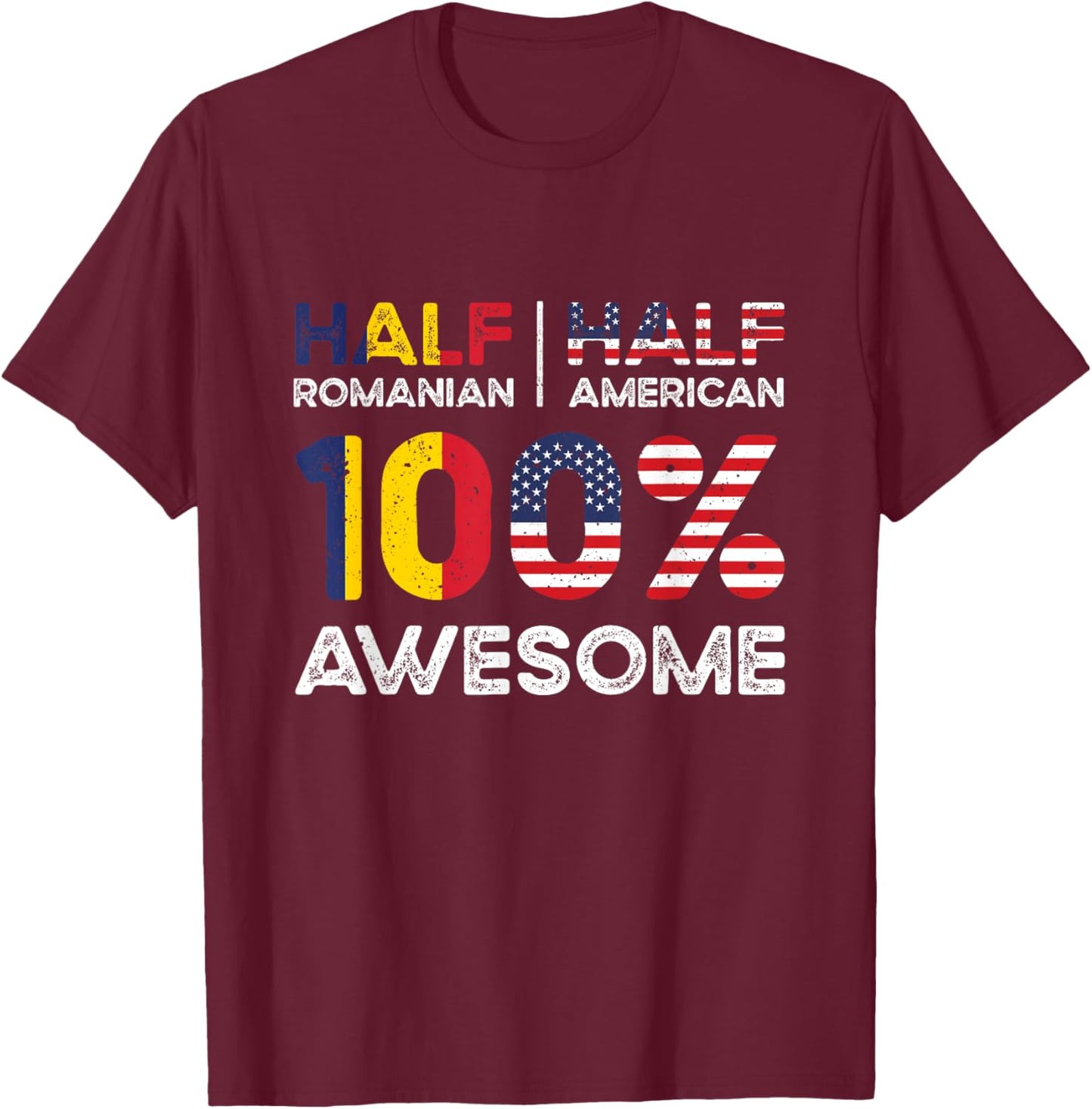 Romanian American Patriot USA Grown Romania US Flag T-Shirt - T-Shirt | Maroon