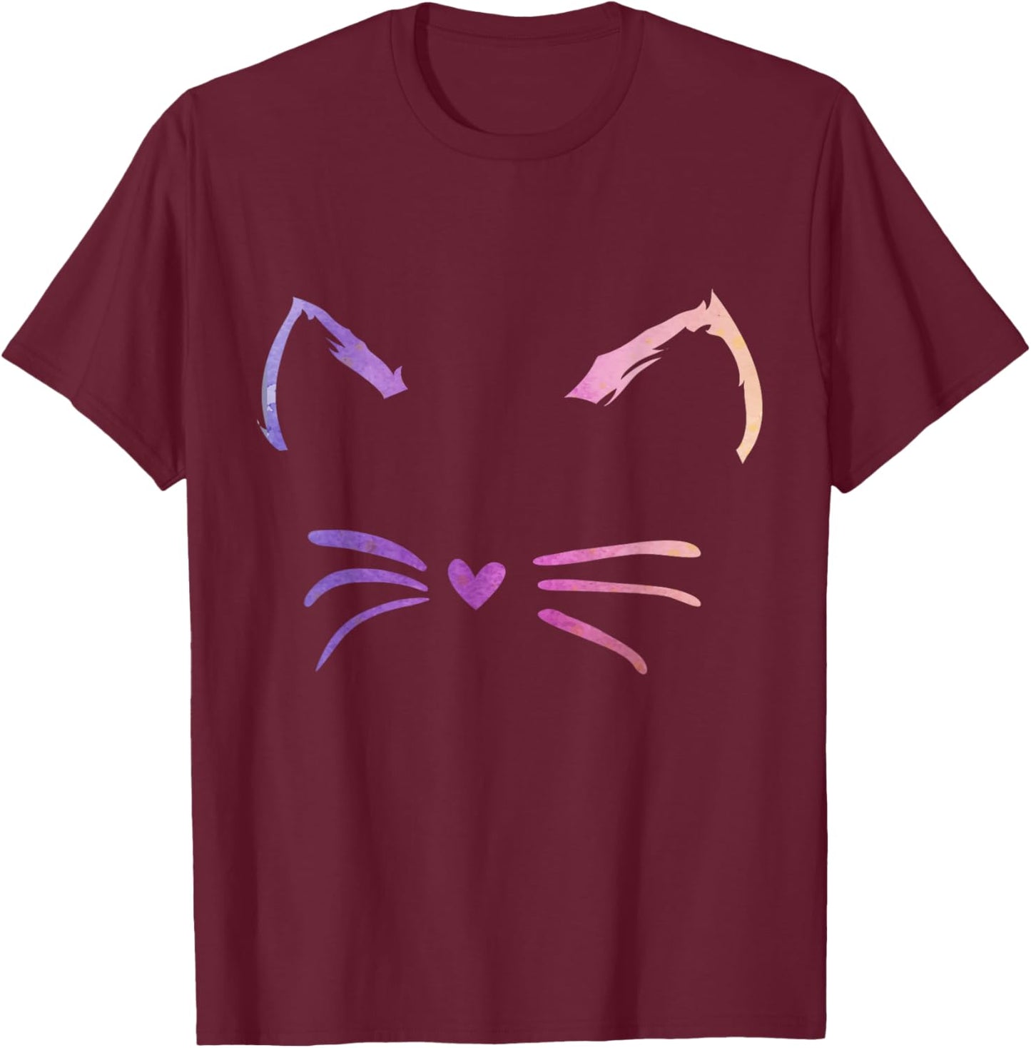 Cat Ears Decorations Feline Whiskers Cute Cat Toy Women Girls Kids T-Shirt - T-Shirt | Maroon