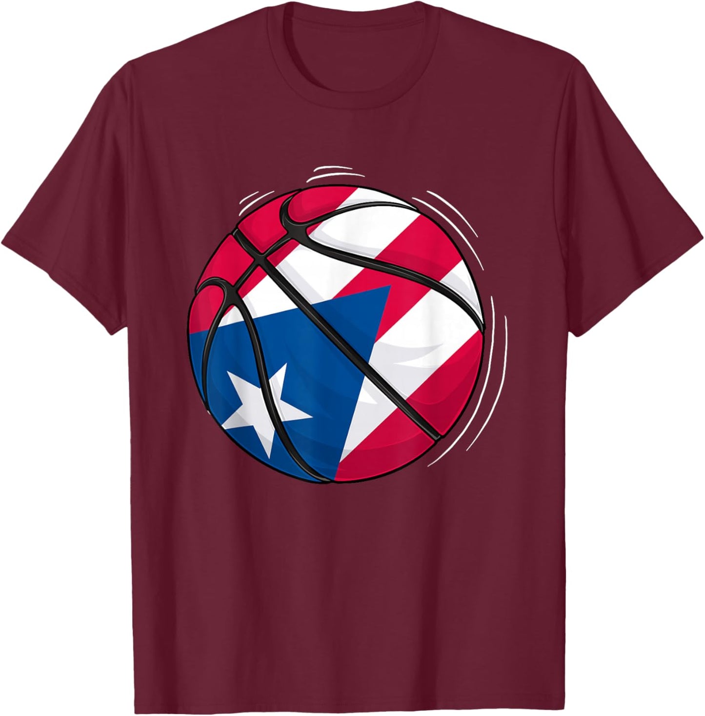 Basketball Ball With The Flag Of Puerto Rico T-Shirt - T-Shirt | Maroon
