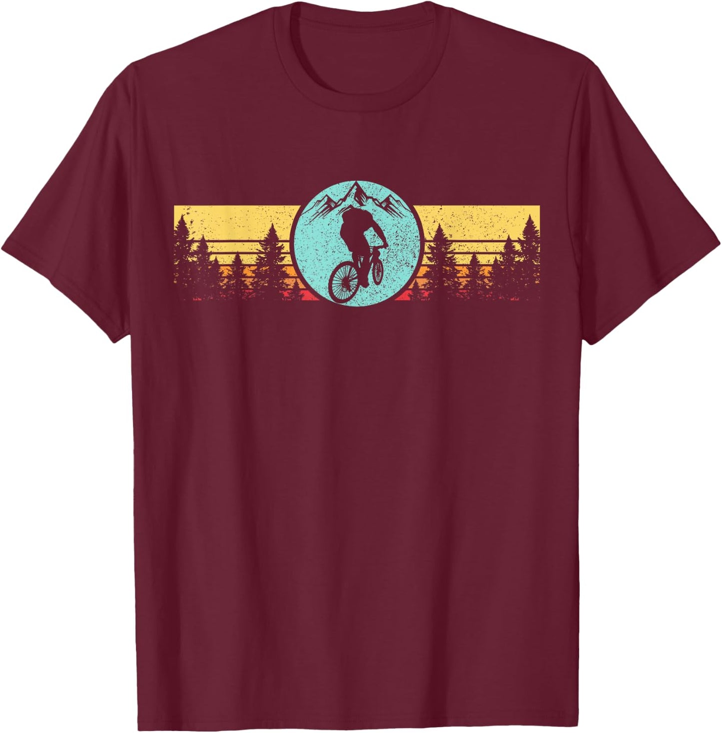 Mountain Bike Vintage Retro MTB Biking Cycling Nature T-Shirt - T-Shirt | Maroon