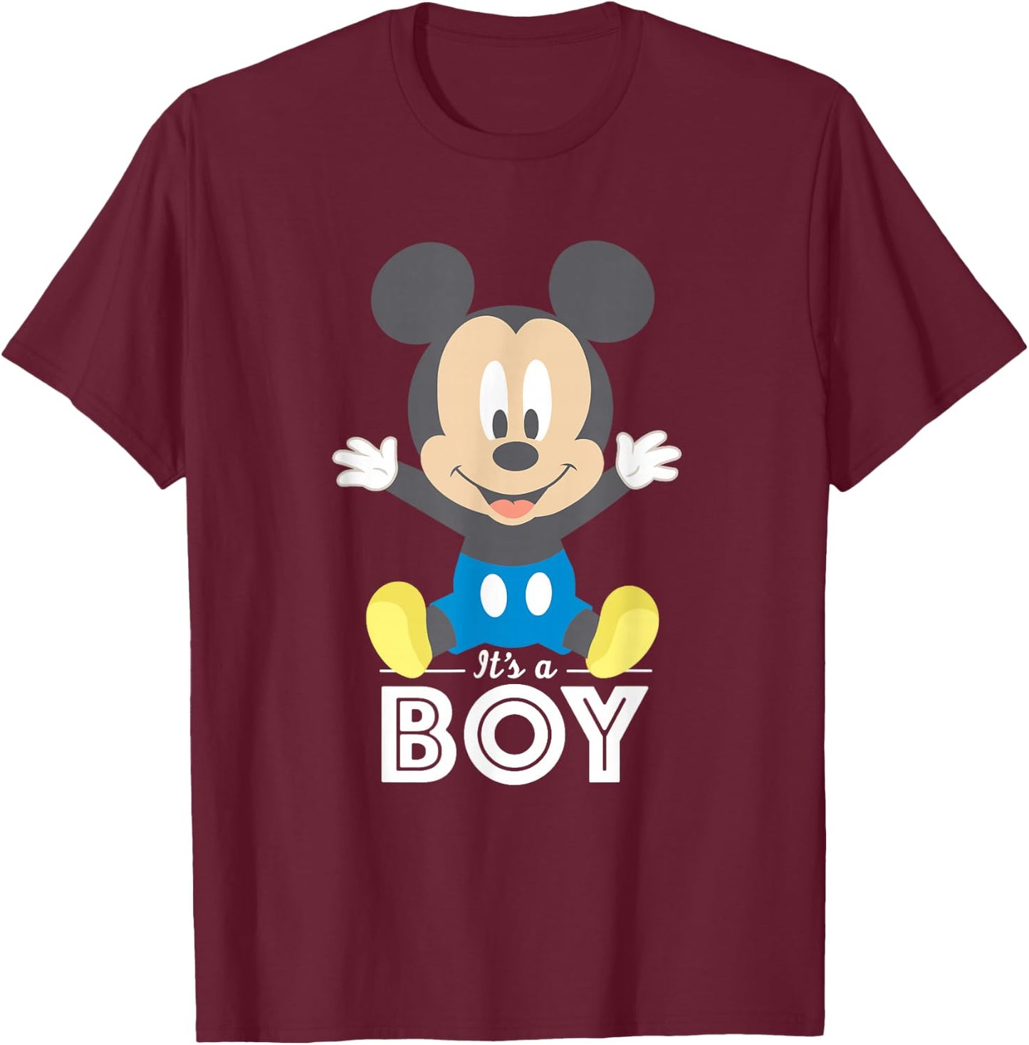 Disney Mickey Mouse It's A Boy Baby Shower T-Shirt - T-Shirt | Maroon