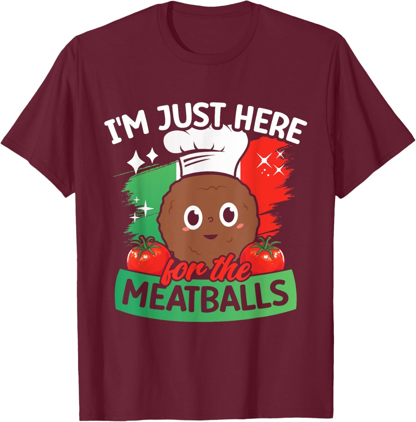 Funny Meatballs Italian Food T-Shirt - T-Shirt | Maroon