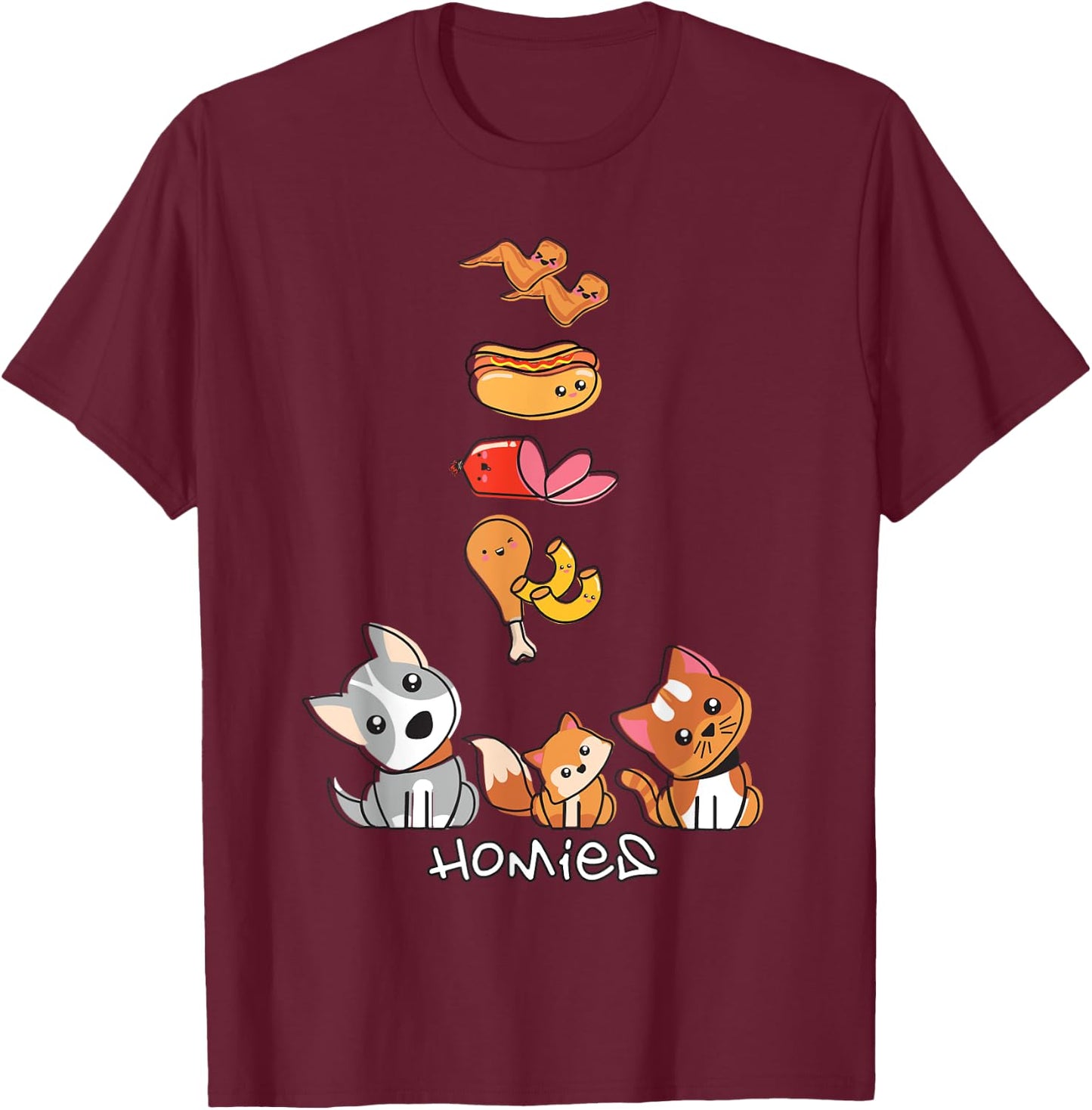 Chicken Wing, Chicken Wing, Hot Dog & Bologna Women Girls Kids T-Shirt - T-Shirt | Maroon