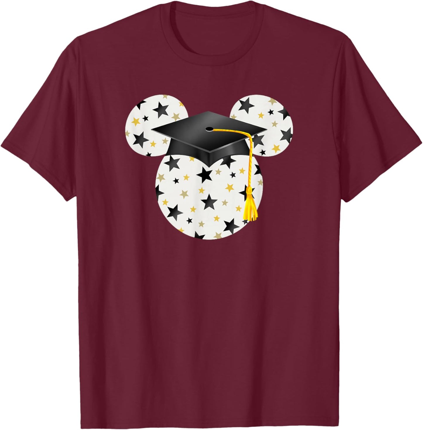 Disney Mickey Head Graduation Hat Star Fill T-Shirt - T-Shirt | Maroon