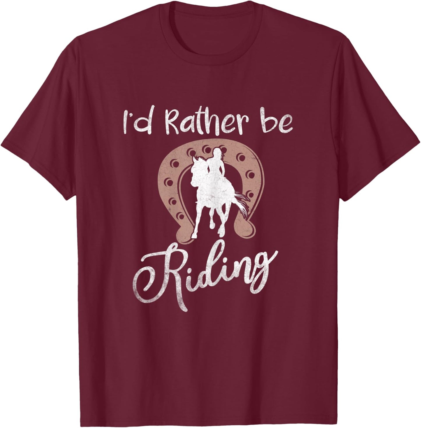 Horse Shirts Girls I'd Rather Be Riding Horseback T-Shirt - T-Shirt | Maroon
