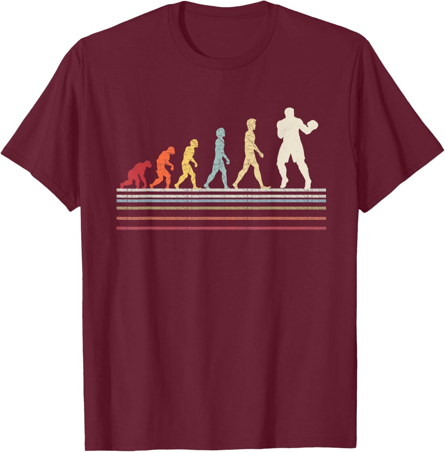 Boxing Evolution Funny Boxer Gift Retro Vintage Boxing T-Shirt - T-Shirt | Maroon