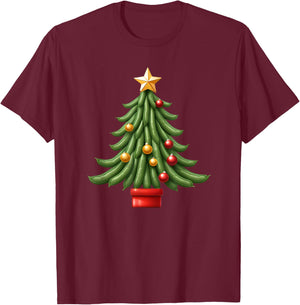 String Green Bean Christmas Tree T-Shirt - T-Shirt | Maroon