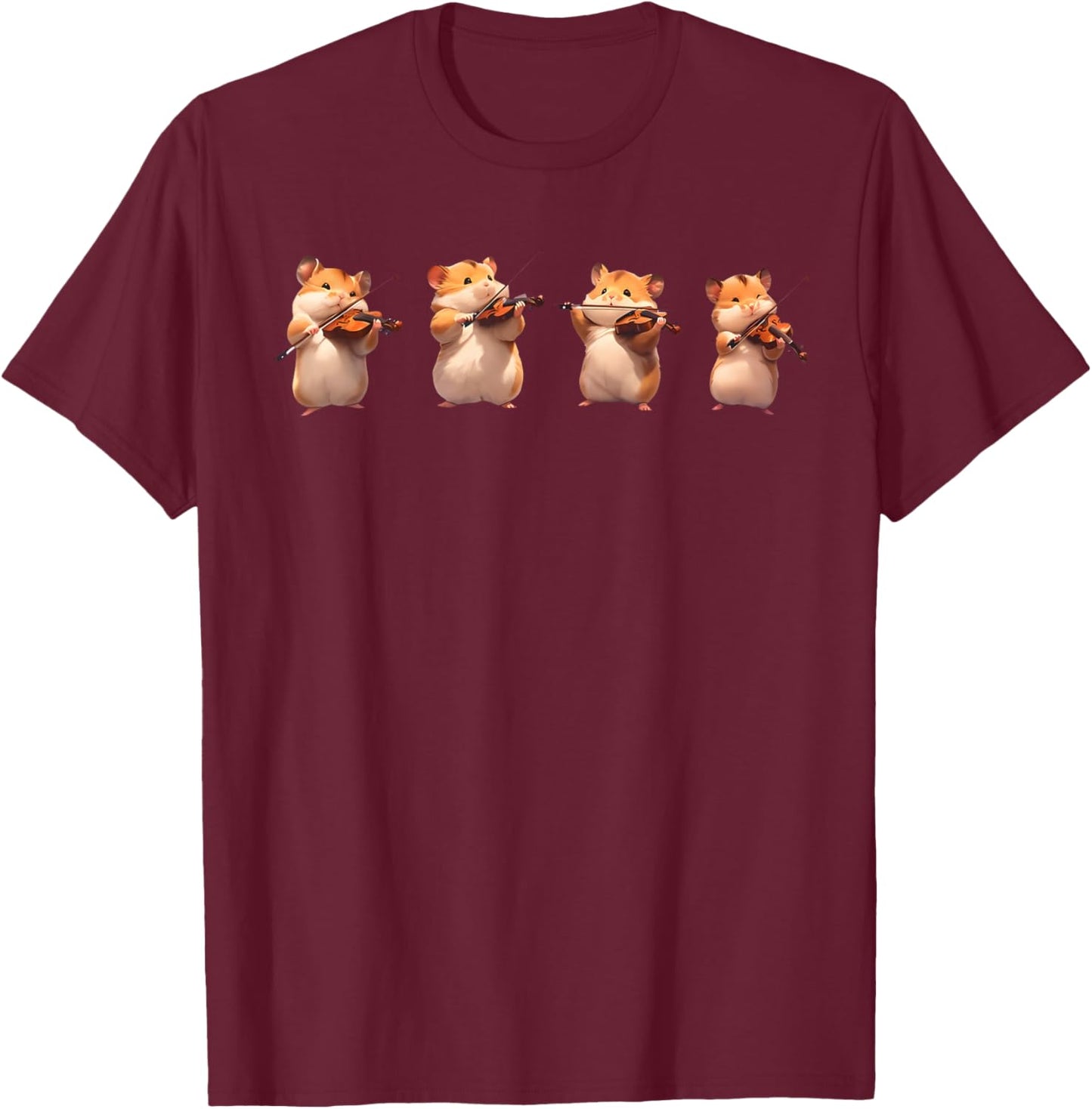Hamsters Playing The Violin Girl Women Hamster Lover T-Shirt - T-Shirt | Maroon