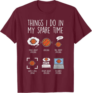 Things I Do In My Spare Time Grilling Funny Bbq Barbecue Men T-Shirt - T-Shirt | Maroon